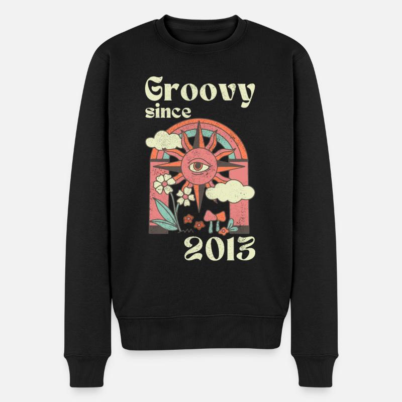 Groovy since 2013 mit Retro Grafik - Männer Premium Bio Pullover - Schwarz