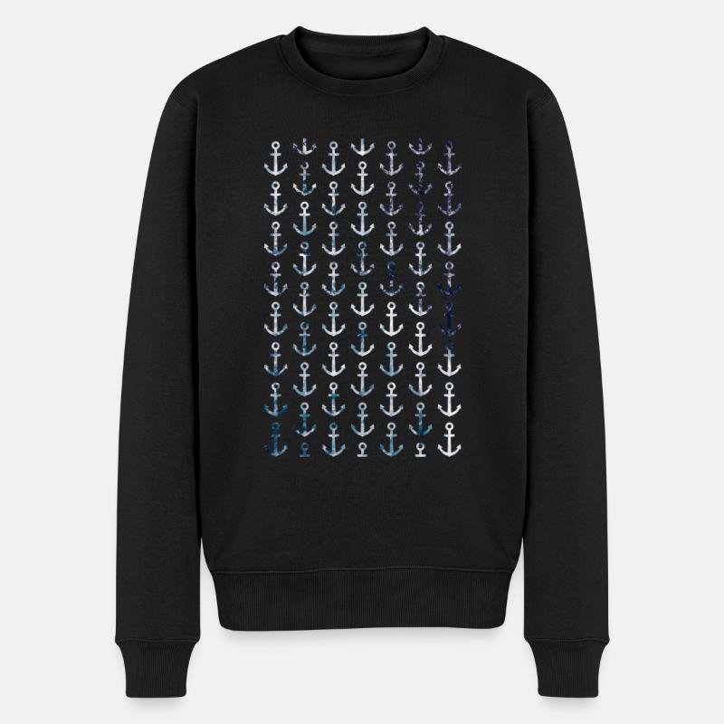 Modèle d'ancre maritime dans le style vintage - Pull Premium bio Homme - noir