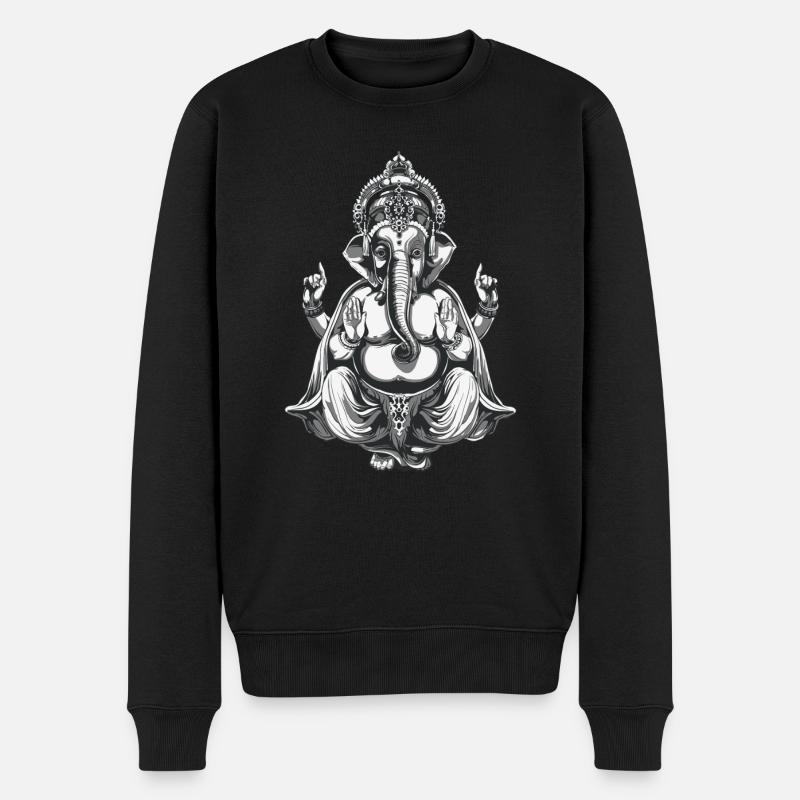 Ganesha Gottheit Hindu - Männer Premium Bio Pullover - Schwarz