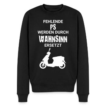 Fehlende PS werden durch Wahnsinn ersetzt - Männer Premium Bio Pullover - Schwarz - Vorne - Nico (187cm)