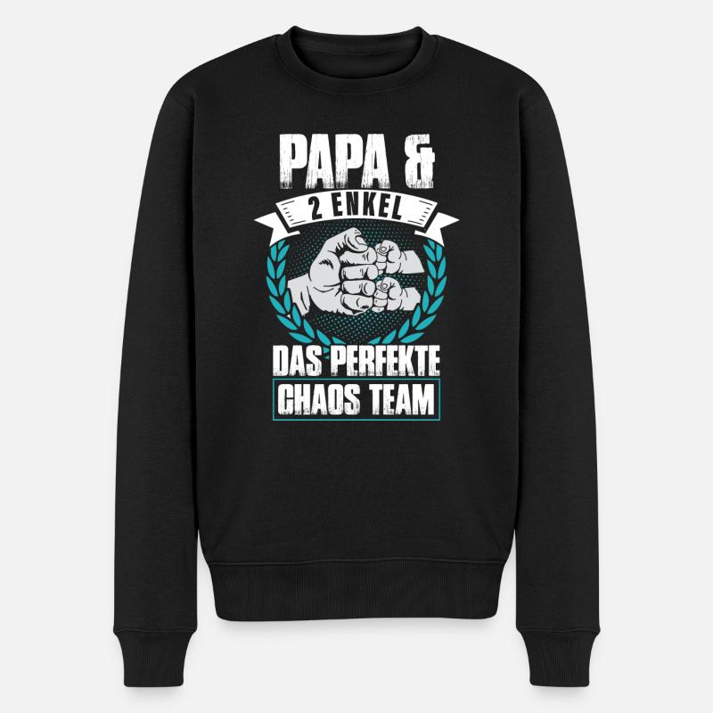 Papa 2 Enkel Das Perfekte Chaos Team - Männer Premium Bio Pullover - Schwarz