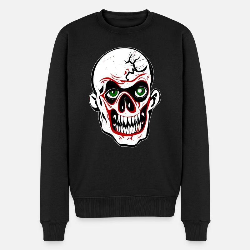 Halloween Clown-Zombie-Kopf - Männer Premium Bio Pullover - Schwarz