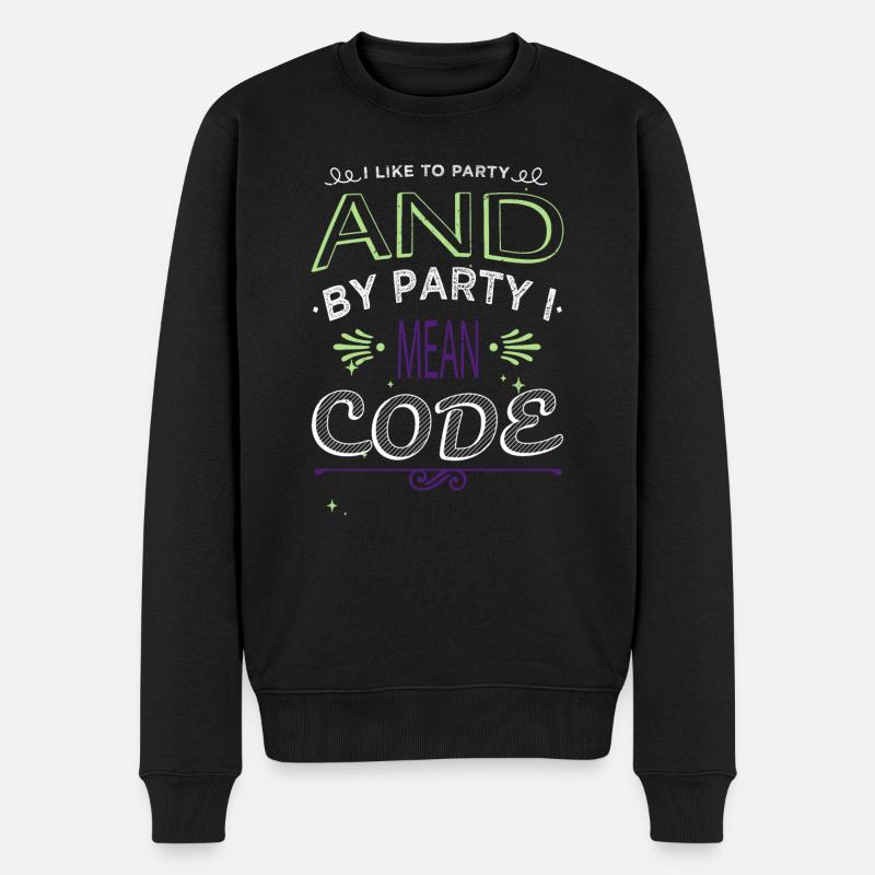 programming computer scientist happy - Männer Premium Bio Pullover - Schwarz