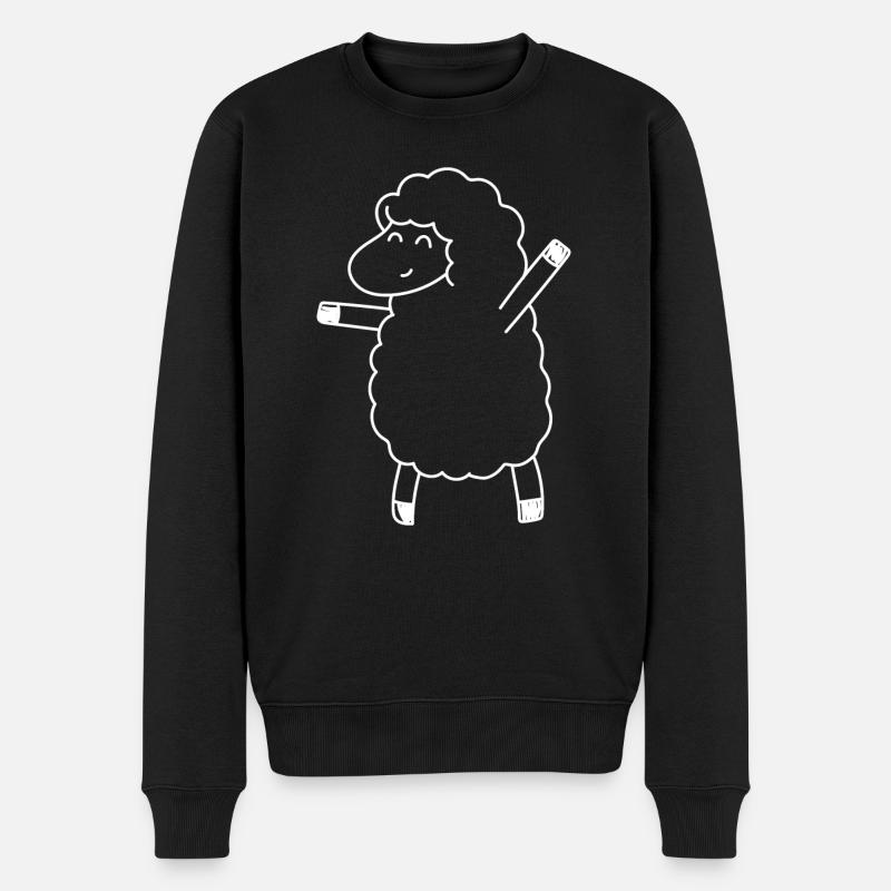 Schaf zeichnen Lamm Skizze Silhouette Lamm - Männer Premium Bio Pullover - Schwarz