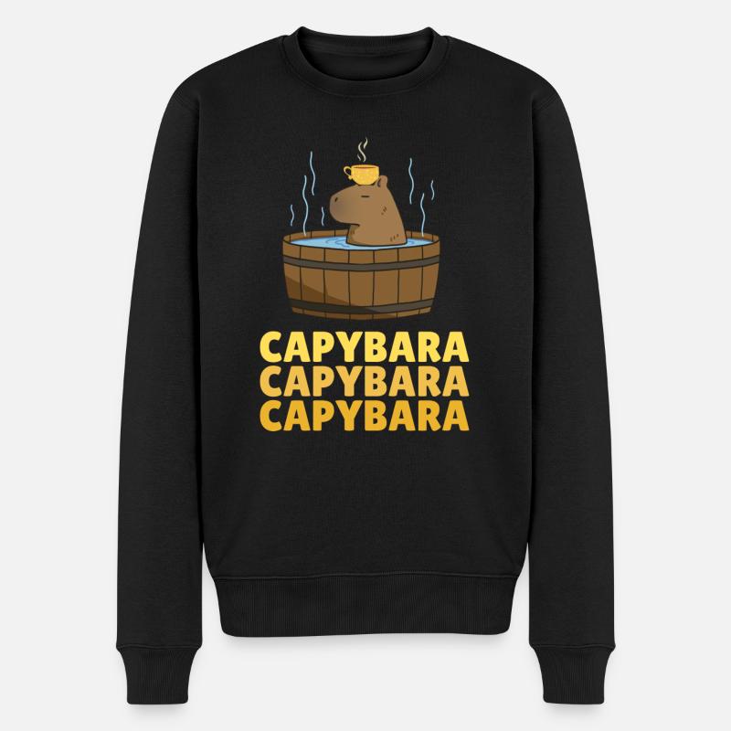 Capybara Capybara Capybara - Männer Premium Bio Pullover - Schwarz