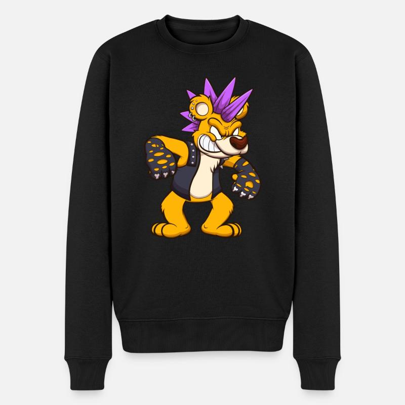 Punk Bär - Männer Premium Bio Pullover - Schwarz