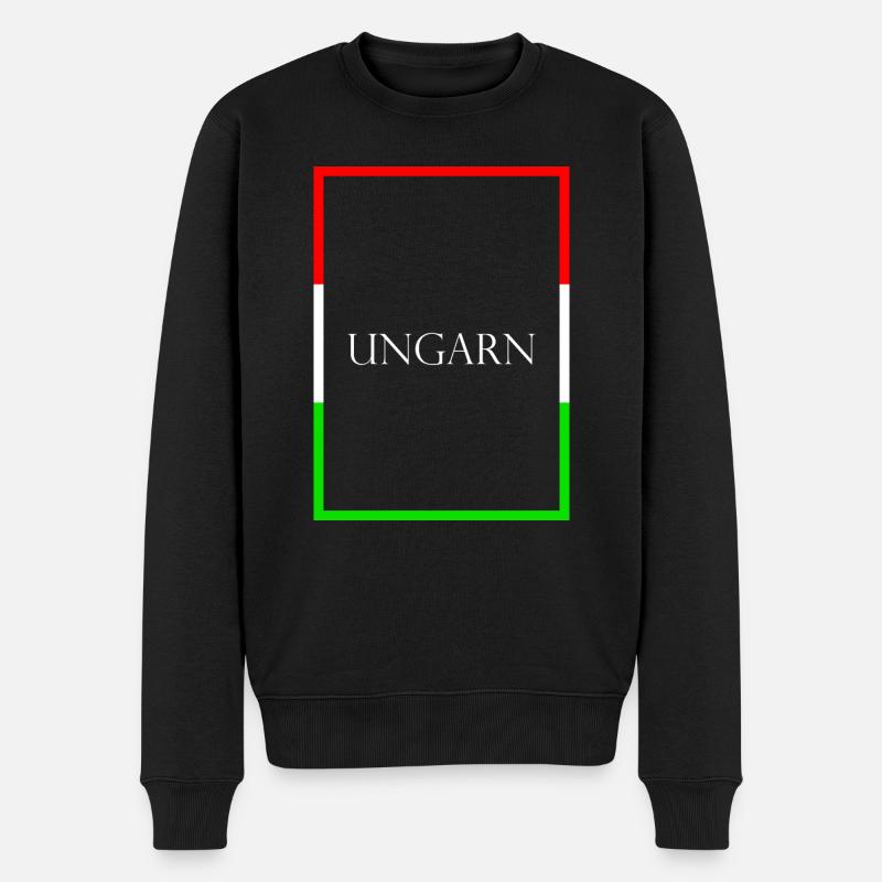 Ungarn Statement Schriftzug mit Fahne - Männer Premium Bio Pullover - Schwarz