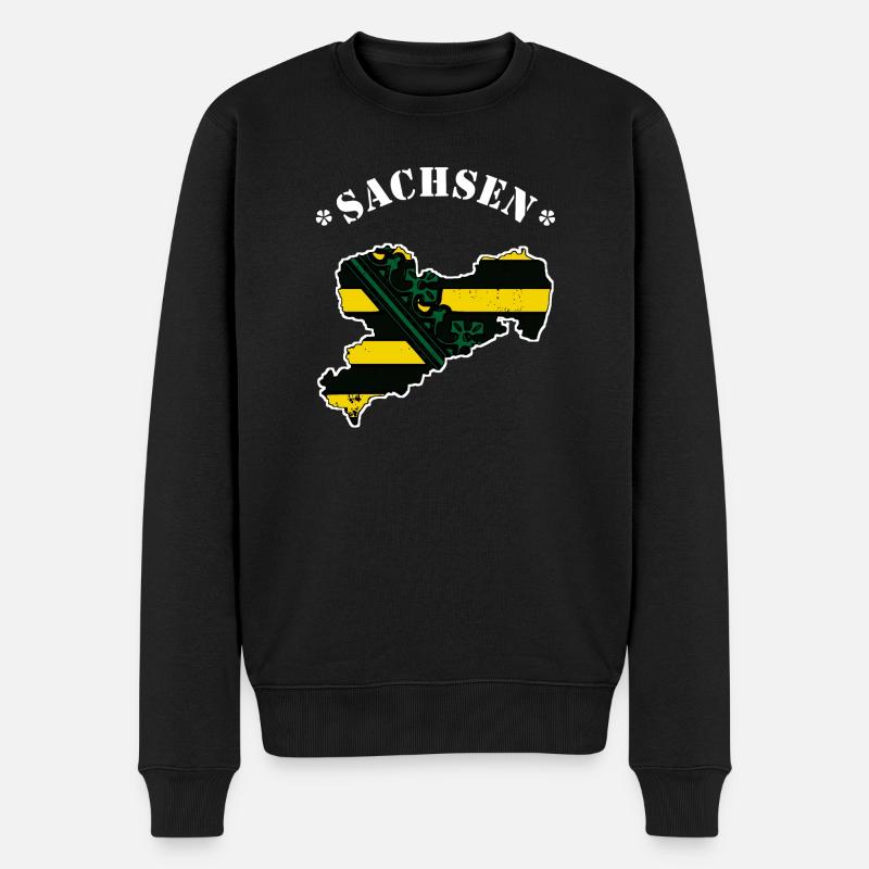 Sachsen Flagge - Männer Premium Bio Pullover - Schwarz