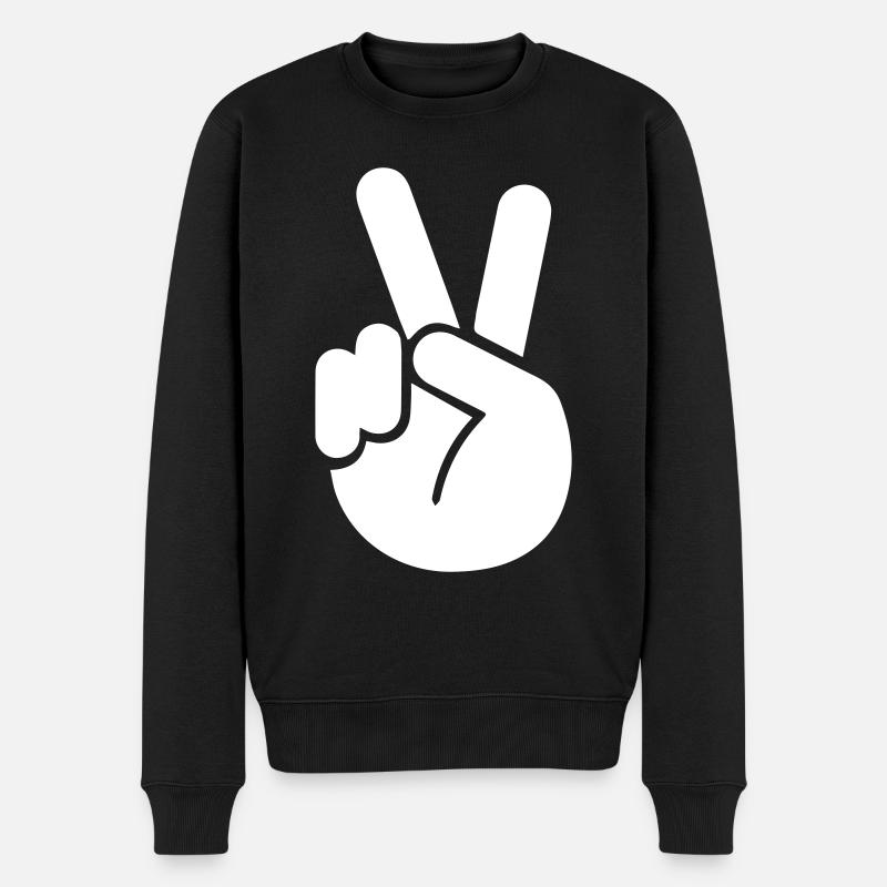 Hand Peace - Männer Premium Bio Pullover - Schwarz