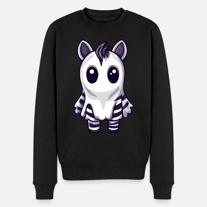 Zebra Halloween Comic Geist - Männer Premium Bio Pullover - Schwarz