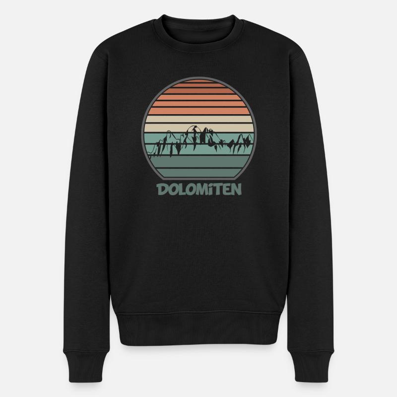 Dolomiten in Retro Längsstreifen Optik - Männer Premium Bio Pullover - Schwarz