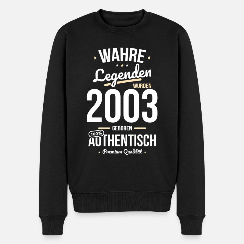 20. Geburtstag - Legenden wurden 2003 - Männer Premium Bio Pullover - Schwarz