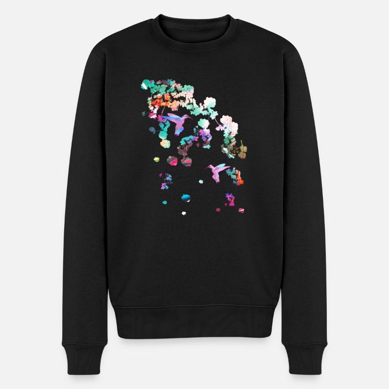kirschblüte,blumen,blüten,blumen,kolibri - Männer Premium Bio Pullover - Schwarz