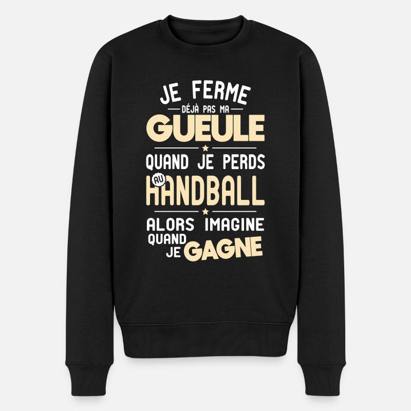 Ich halte nicht den Mund, wenn ich im Handball verliere - Männer Premium Bio Pullover - Schwarz