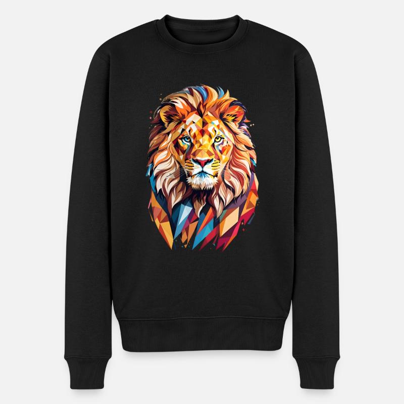 Lion polygonal - Pull Premium bio Homme - noir