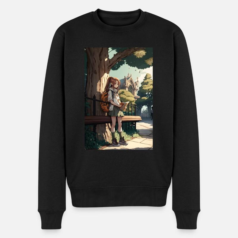 Anime Mädchen Manga Geschenk - Männer Premium Bio Pullover - Schwarz