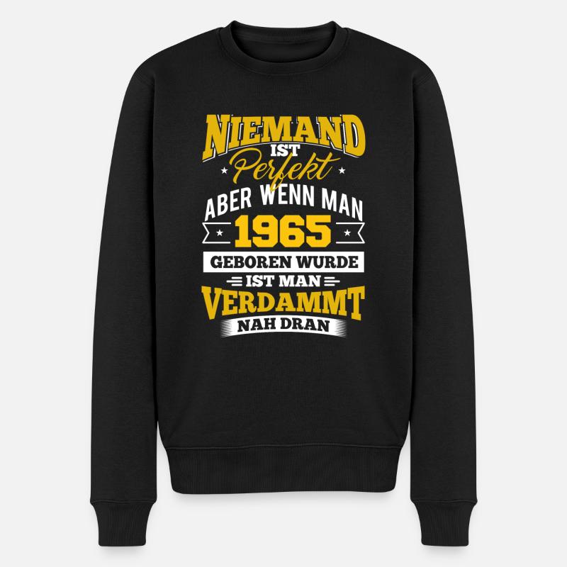 1965 Geburtsjahr Geburtstag Geburt geboren - Männer Premium Bio Pullover - Schwarz