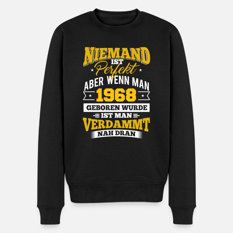 1968 Geburtsjahr Geburtstag Geburt geboren - Männer Premium Bio Pullover - Schwarz