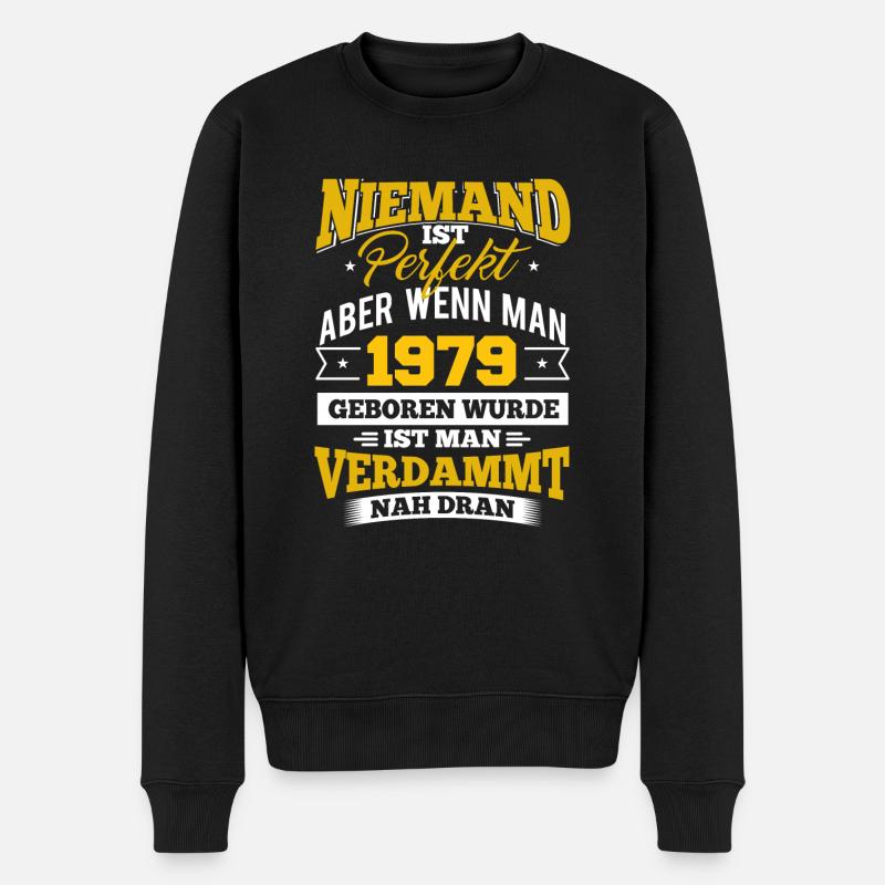 1979 Geburtsjahr Geburtstag Geburt geboren - Männer Premium Bio Pullover - Schwarz