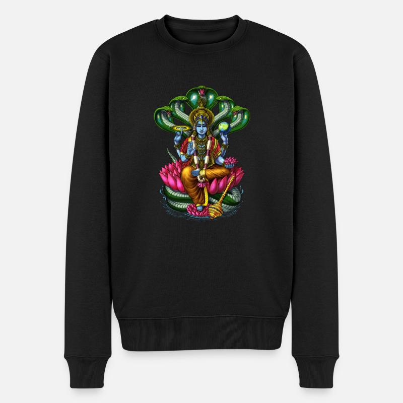 Hindu-Gott Vishnu - Männer Premium Bio Pullover - Schwarz