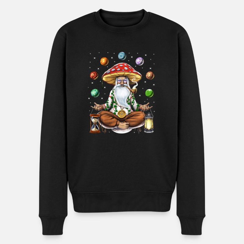 Méditation Psychédélique aux Champignons - Pull Premium bio Homme - noir
