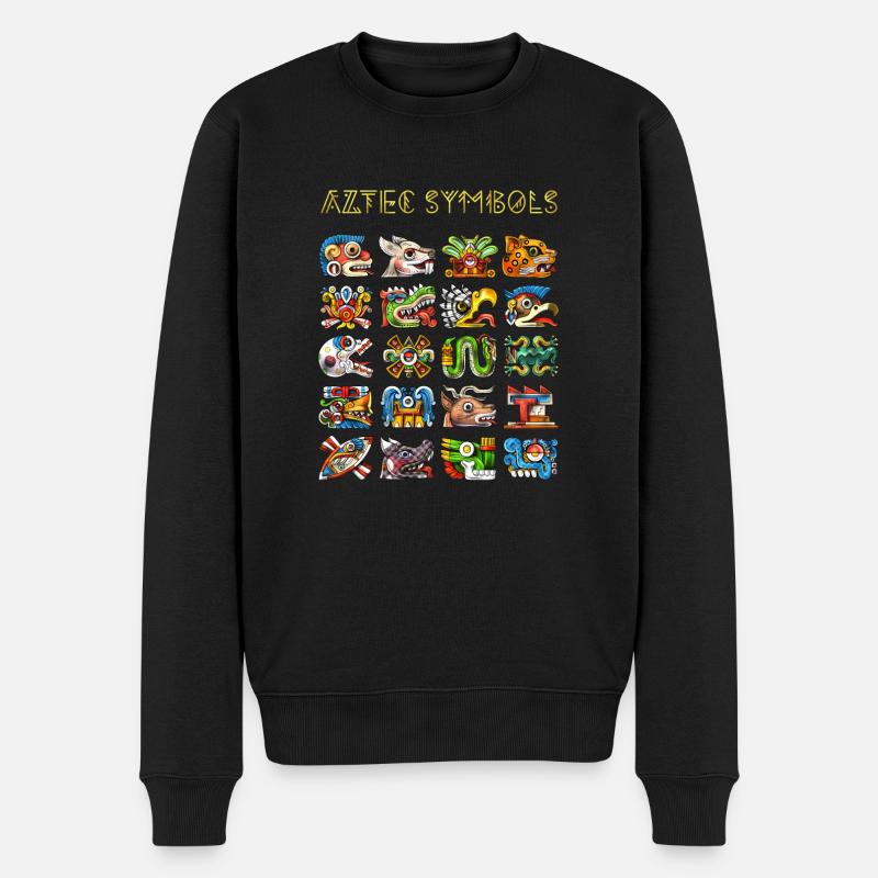 Symboles aztèques - Pull Premium bio Homme - noir