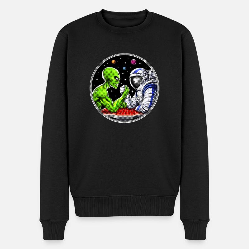 Alien Astronaut Arm Wrestling - Men's Premium Organic Jumper - black