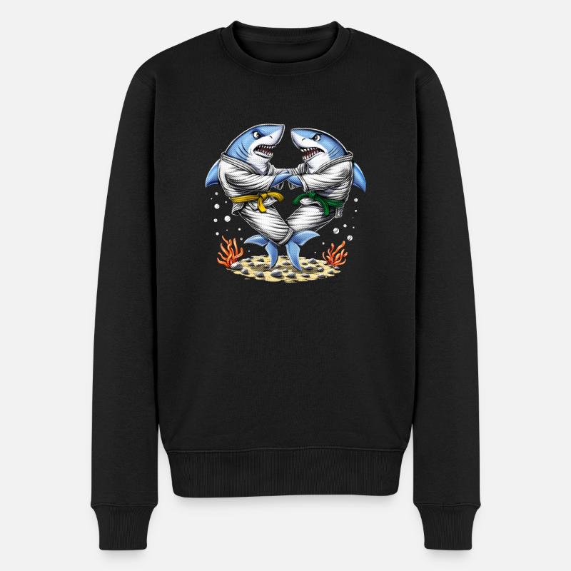 Shark Jiu-Jitsu Ringer - Männer Premium Bio Pullover - Schwarz