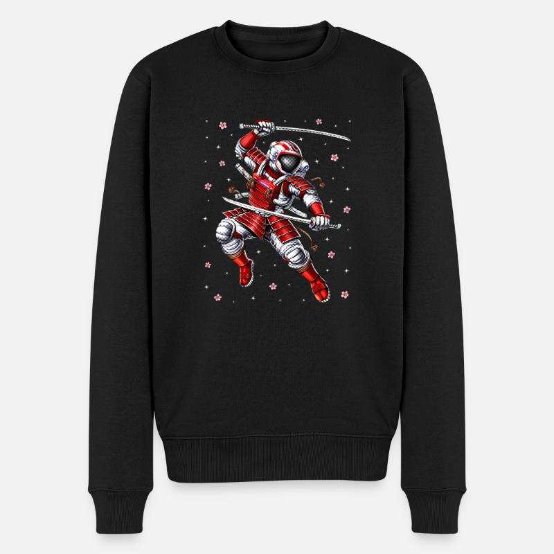 Astronauten-Samurai-Krieger - Männer Premium Bio Pullover - Schwarz