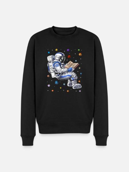 Astronauten-Lesebuch - Männer Premium Bio Pullover - Schwarz
