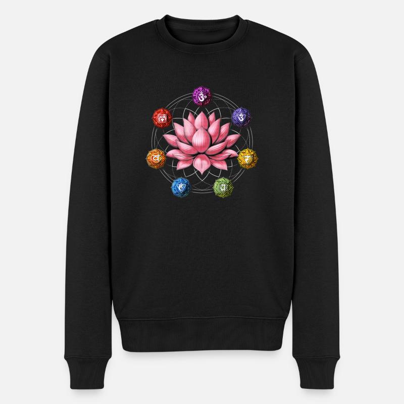 Zen-Lotus-Chakra-Symbole - Männer Premium Bio Pullover - Schwarz