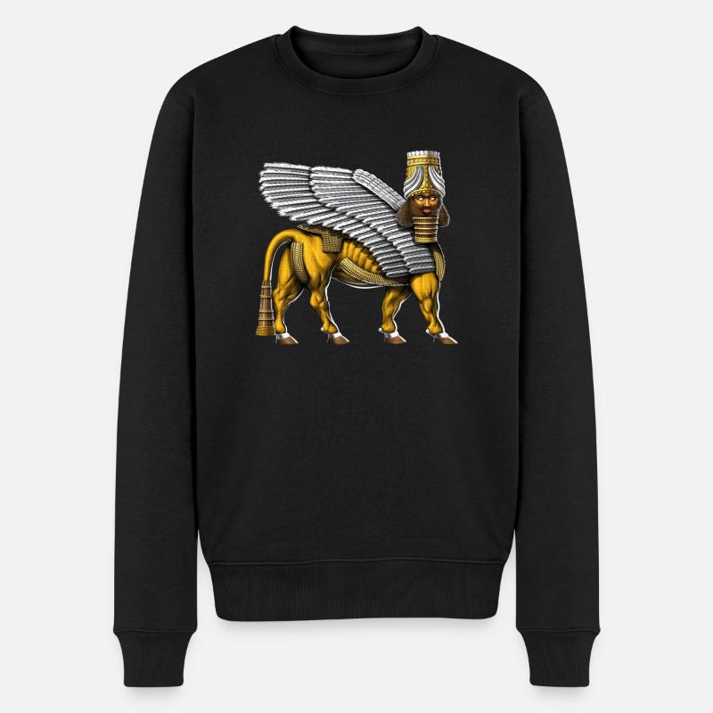 Lamassu sumerischer geflügelter Stier - Männer Premium Bio Pullover - Schwarz