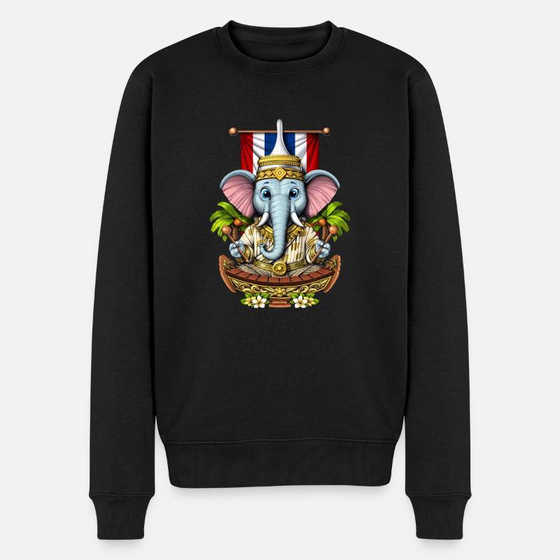 Thailand Elefant - Männer Premium Bio Pullover - Schwarz