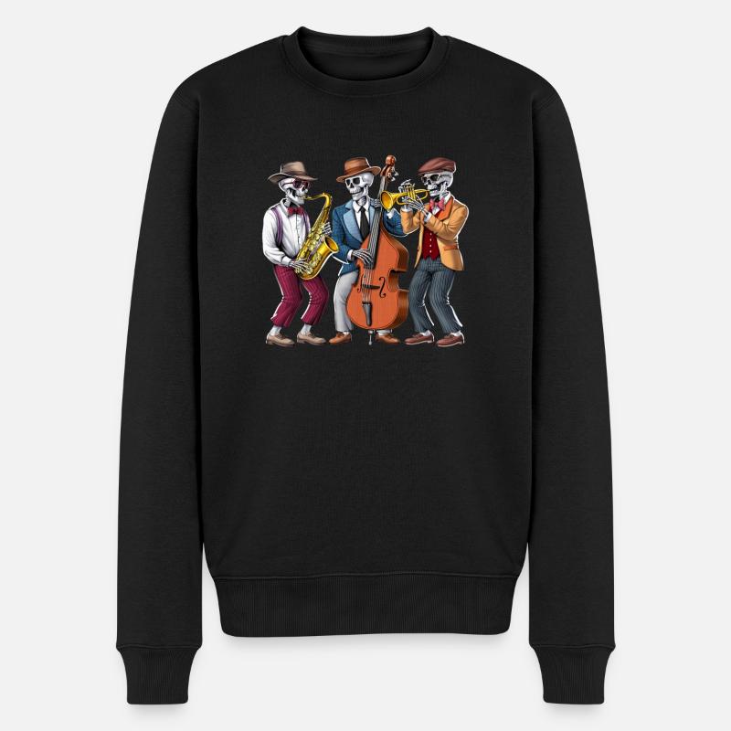 Skeleton Jazz Musiker - Männer Premium Bio Pullover - Schwarz