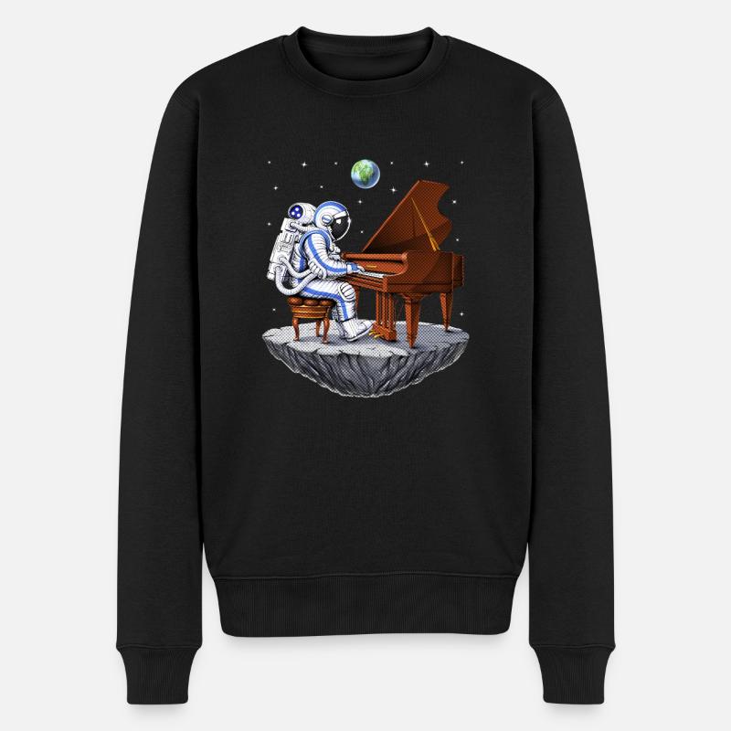 Weltraumastronaut Pianist - Männer Premium Bio Pullover - Schwarz