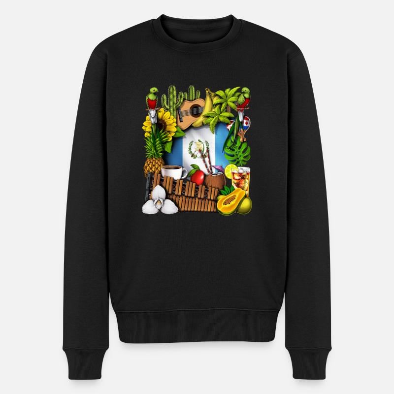 Guatemala-Symbole - Männer Premium Bio Pullover - Schwarz