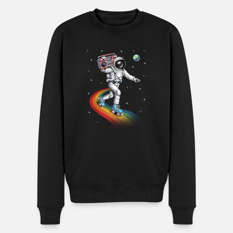 Astronaut Rollschuhlaufen - Männer Premium Bio Pullover - Schwarz