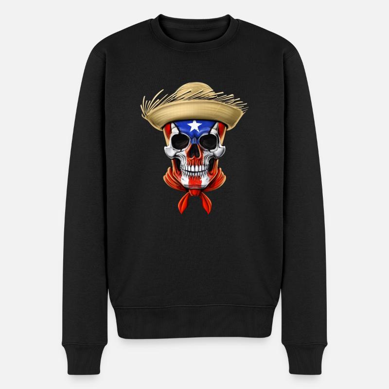 Puerto Rico Schädel - Männer Premium Bio Pullover - Schwarz