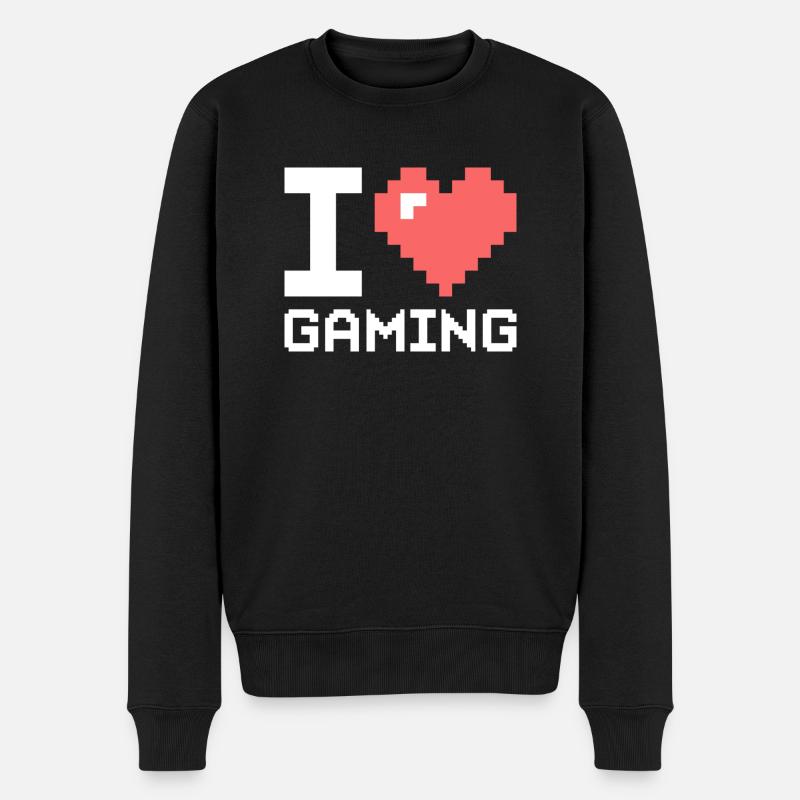 ICH LIEBE GAMING BLACK - Männer Premium Bio Pullover - Schwarz