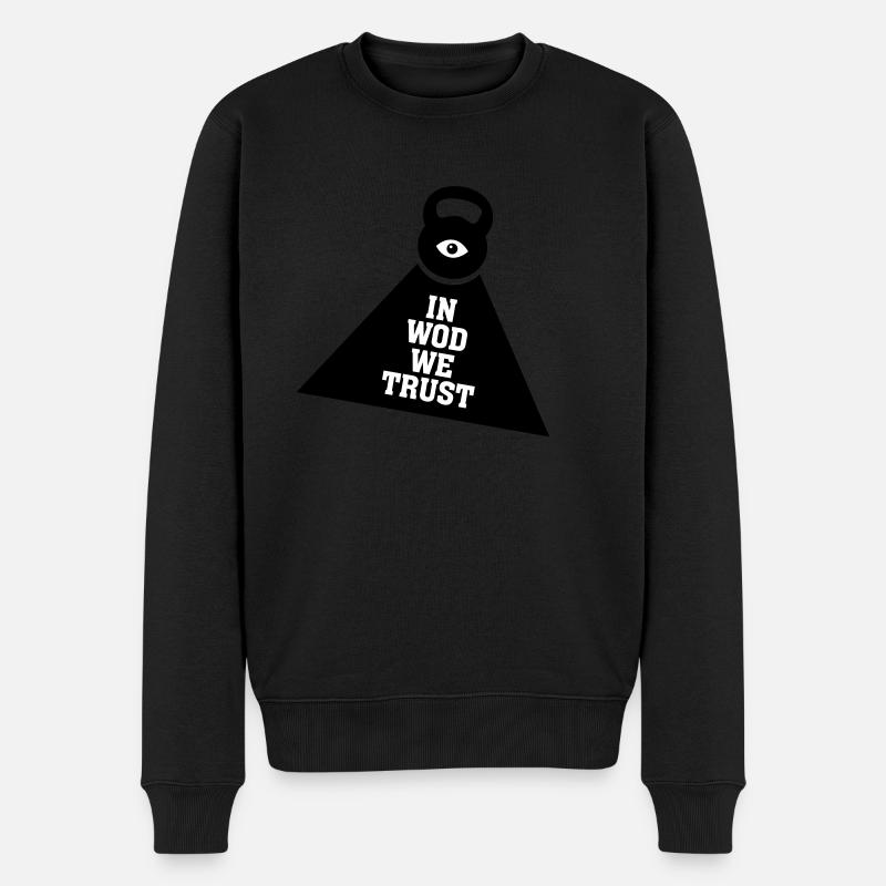 In WOD We Trust - Männer Premium Bio Pullover - Schwarz