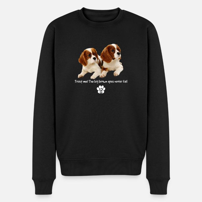 Die großen braunen Augen - Männer Premium Bio Pullover - Schwarz