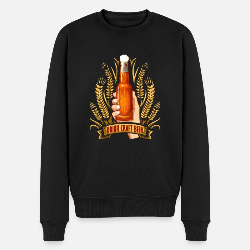 Trink Craftbier - Männer Premium Bio Pullover - Schwarz