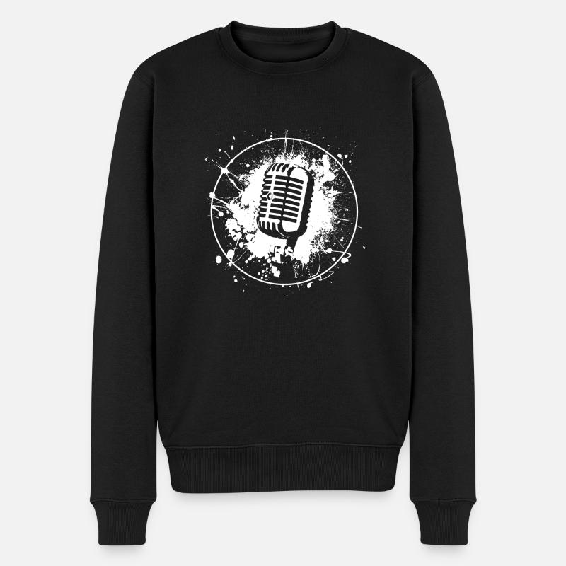 Retro Mic Splash - Männer Premium Bio Pullover - Schwarz