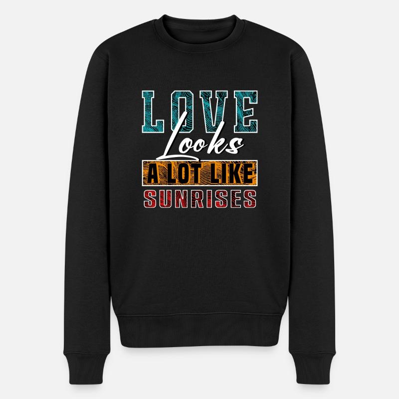 Liebe sieht Sonnenaufgängen sehr ähnlich - Männer Premium Bio Pullover - Schwarz