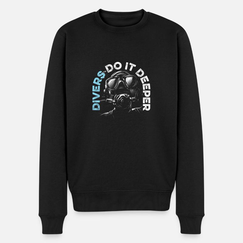 Diver Do It Deeper Tauchen Taucher - Männer Premium Bio Pullover - Schwarz