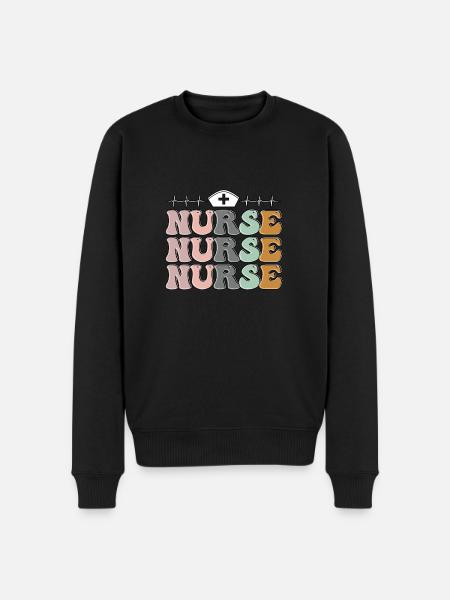 Nurse Krankenschwester Groovy - Männer Premium Bio Pullover - Schwarz