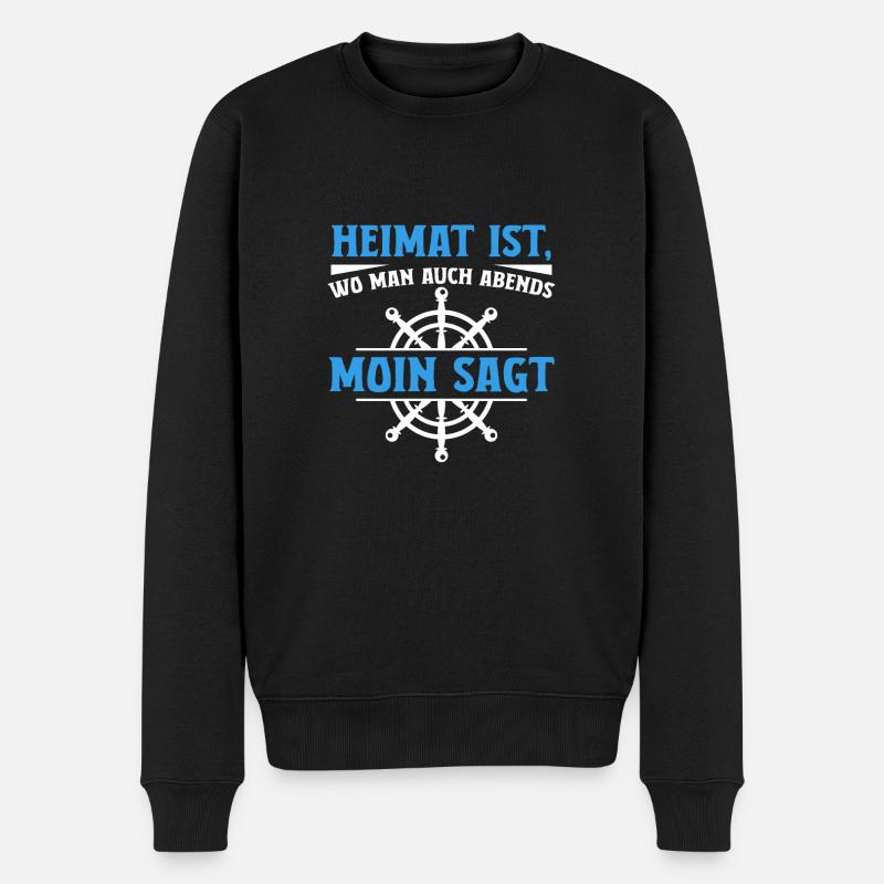 Heimat ist wo man auch Abends Moin sagt - Männer Premium Bio Pullover - Schwarz