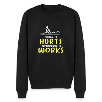 Aujourd’hui ça fait mal demain ça marche pour ça - Pull Premium bio Homme - noir - Devant - Nico (187cm)