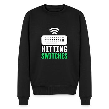 Hitting Switches for IT Tech Job System Network - Men's Premium Organic Jumper - black - Front - Nico (187cm)