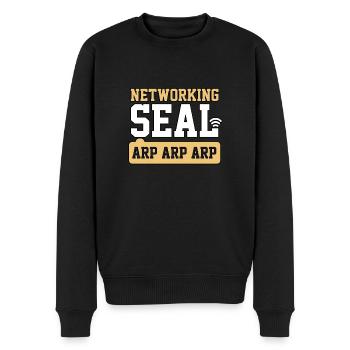 Networking Seal for IT Tech Job System Network - Men's Premium Organic Jumper - black - Front - Nico (187cm)
